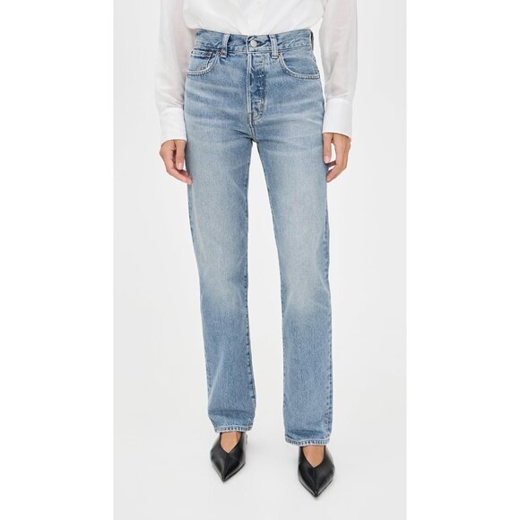 Women's Longline Straight Jeans Cotton Light Wash 27 Waist 5-Pocket - Picture 2 of 6